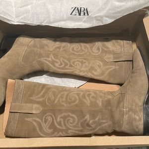 Zara Split leather cowboy boots